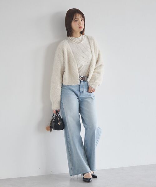 完売品♡新品未使用　lig. リグドット　大人気ワイドデニム　M セール】セルフカットワイドデニムパンツ（デニムパンツ）｜earth