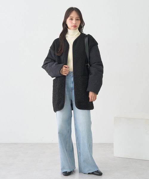 earth music&ecology（アースミュージックアンドエコロジー）の「セルフカットワイドデニムパンツ（デニムパンツ・レディース・ライトインディゴブルー/インディゴブルー・S/M/L）」の16枚目の写真