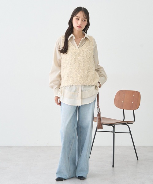 セール】セルフカットワイドデニムパンツ（デニムパンツ）｜earth