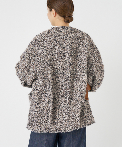 ループヤーンノーカラージャケットコート（ノーカラージャケット