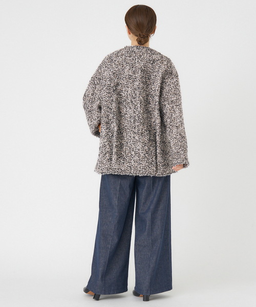 ループヤーンノーカラージャケットコート（ノーカラージャケット