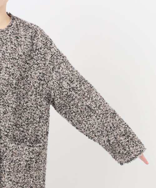 ループヤーンノーカラージャケットコート（ノーカラージャケット