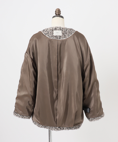 IÉNA ノーカラージャケット ループヤーンノーカラージャケットコート（ノーカラージャケット