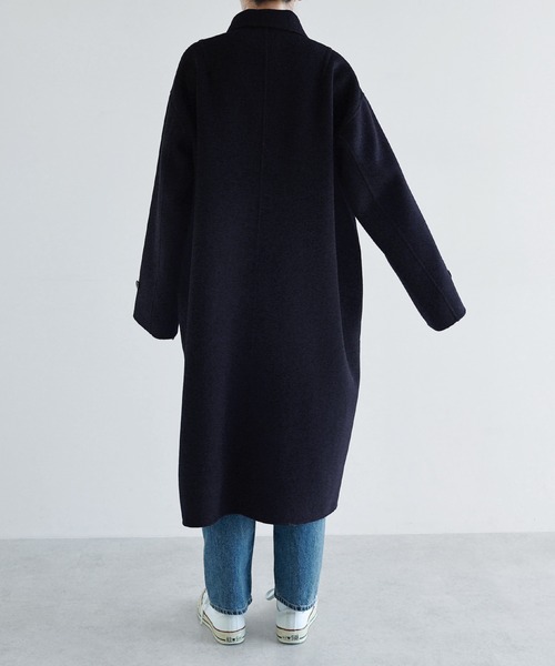 かぐれ リバーステンカラーロングコート BLACK リバーステンカラー