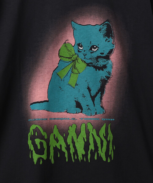 GANNI（ガニー）の「GANNI/ガニー Basic Cotton Jersey Neon Kitty / T4339 / T4340 / オーガニックコットン アニマルプリント 半袖Tシャツ（Tシャツ/カットソー・レディース・チャコールグレー/オフホワイト・SMALL）」の5枚目の写真