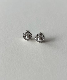 キュービックサークルパールピアス