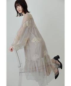 スーツ・フォーマル・ドレス hem tiered volume sleeve embroidery OP セール】hem tiered volume sleeve embroidery OP（ワンピース
