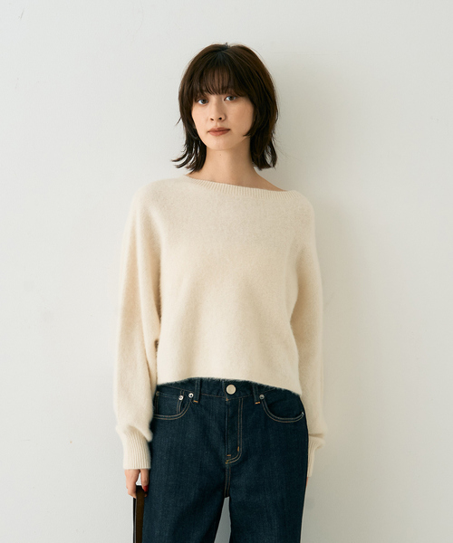 Rouge vif（ルージュヴィフ）の「フォックスウールクロップドボレロプルオーバー（ニット/セーター・レディース・ネイビー/ベージュ/アイボリー・フリー）」の4枚目の写真