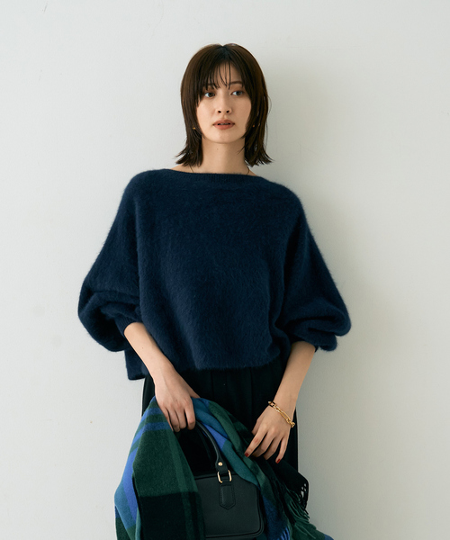 Rouge vif（ルージュヴィフ）の「フォックスウールクロップドボレロプルオーバー（ニット/セーター・レディース・ネイビー/ベージュ/アイボリー・フリー）」の10枚目の写真