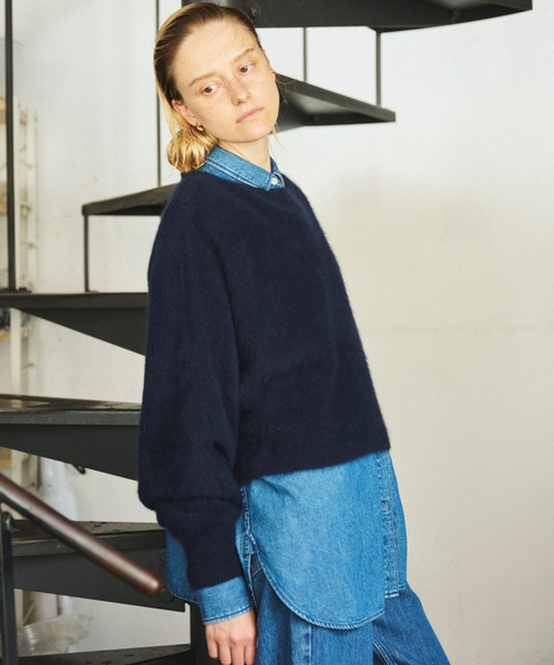 Rouge vif（ルージュヴィフ）の「フォックスウールクロップドボレロプルオーバー（ニット/セーター・レディース・ネイビー/ベージュ/アイボリー・フリー）」の13枚目の写真