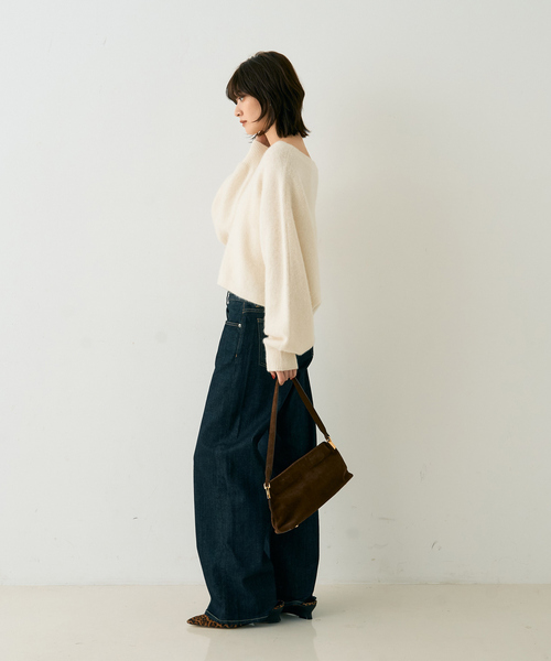 Rouge vif（ルージュヴィフ）の「フォックスウールクロップドボレロプルオーバー（ニット/セーター・レディース・ネイビー/ベージュ/アイボリー・フリー）」の15枚目の写真