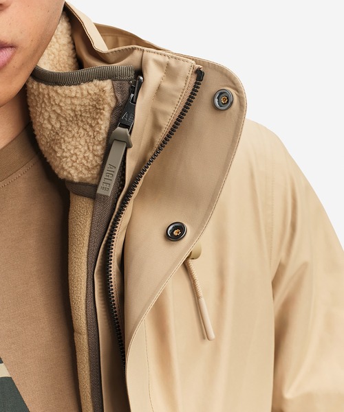 AIGLE（エーグル）の「透湿 防水 防風 ミリタリーツイルフーデッドジャケット T-KIT / フード取り外し可（マウンテンパーカー・メンズ・ベージュ/ブラック・L/M/S/XL）」の14枚目の写真