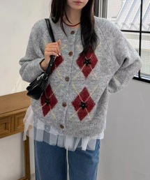 mebole（メボレ）の「アーガイルニットカーディガン（カーディガン/ボレロ）」