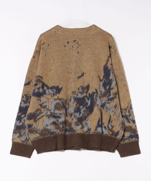 【美品】ANZ 総柄 ニットカーディガン ONE SIZE ペドロカーディガン セール】【TETE SELECTION】モヘア混ジャガードニットカーディガン