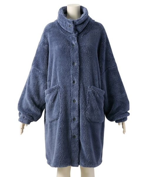 nissen（ニッセン）の「ふわぬくマイクロファー首あったか前開きルームガウン（ガウン/バスローブ・レディース・グレイッシュベージュ/ブルー/ピンク・M-LL/3L～4L）」の20枚目の写真