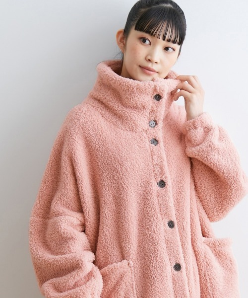 nissen（ニッセン）の「ふわぬくマイクロファー首あったか前開きルームガウン（ガウン/バスローブ・レディース・グレイッシュベージュ/ブルー/ピンク・M-LL/3L～4L）」の18枚目の写真