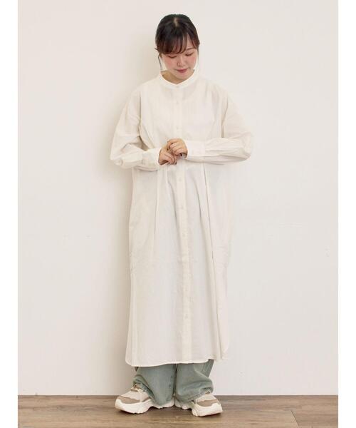 Samansa Mos2（サマンサ モスモス）の「◎タックシャツワンピース（ワンピース・レディース・ブルー/ブラウン/キナリ・F）」の14枚目の写真