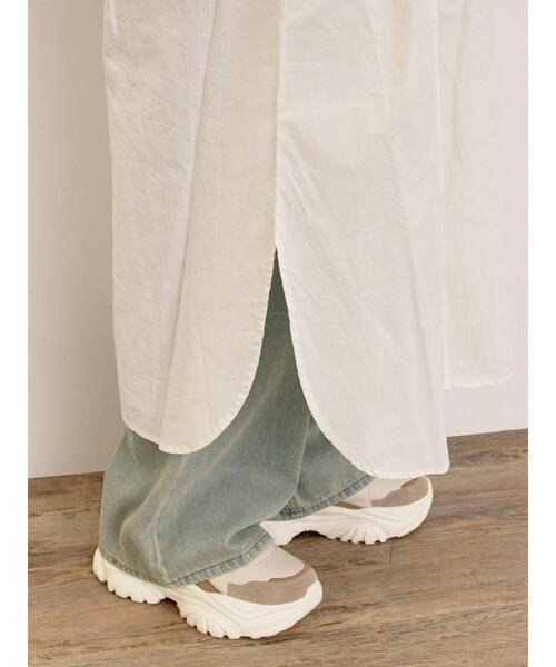 Samansa Mos2（サマンサ モスモス）の「◎タックシャツワンピース（ワンピース・レディース・ブルー/ブラウン/キナリ・F）」の4枚目の写真