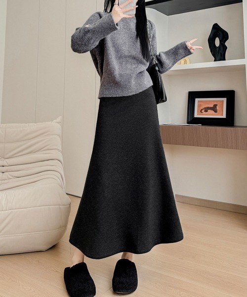 Miniministore(ミニミニストア)の「フレアスカート レディース 美脚脚長(スカート・レディース・ブラック/アイボリー/チャコールグレー・M/L/XL)」の8枚目の写真