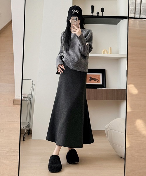 Miniministore(ミニミニストア)の「フレアスカート レディース 美脚脚長(スカート・レディース・ブラック/アイボリー/チャコールグレー・M/L/XL)」の9枚目の写真