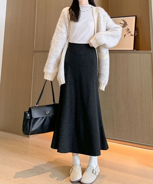 Miniministore(ミニミニストア)の「フレアスカート レディース 美脚脚長(スカート・レディース・ブラック/アイボリー/チャコールグレー・M/L/XL)」の4枚目の写真