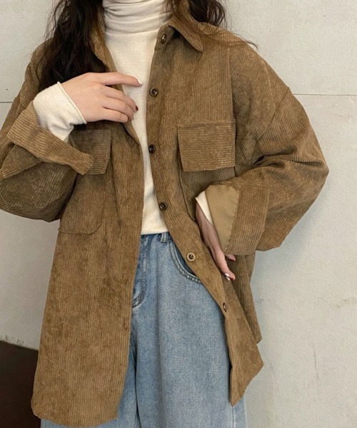 SallyLunn(サリーラン)の「ダブルポケットコーデュロイシャツ(シャツ/ブラウス・レディース・ベージュ/ブラウン/ピンク・L/M)」の4枚目の写真