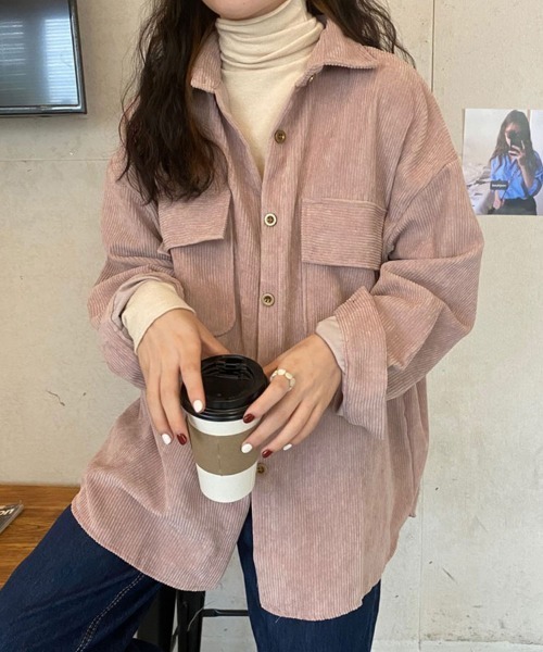 SallyLunn(サリーラン)の「ダブルポケットコーデュロイシャツ(シャツ/ブラウス・レディース・ベージュ/ブラウン/ピンク・L/M)」の6枚目の写真