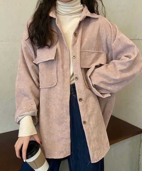 SallyLunn(サリーラン)の「ダブルポケットコーデュロイシャツ(シャツ/ブラウス・レディース・ベージュ/ブラウン/ピンク・L/M)」の7枚目の写真