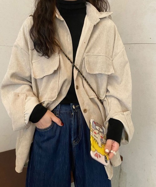 SallyLunn(サリーラン)の「ダブルポケットコーデュロイシャツ(シャツ/ブラウス・レディース・ベージュ/ブラウン/ピンク・L/M)」の8枚目の写真