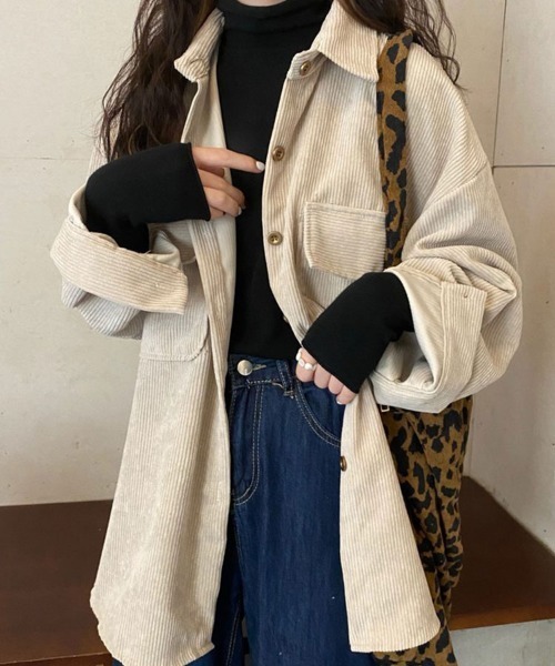 SallyLunn(サリーラン)の「ダブルポケットコーデュロイシャツ(シャツ/ブラウス・レディース・ベージュ/ブラウン/ピンク・L/M)」の10枚目の写真