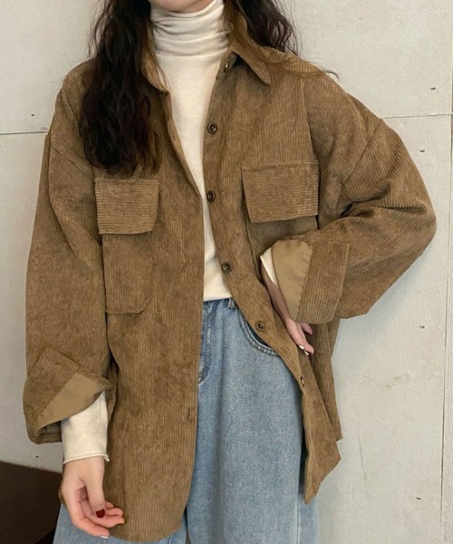 SallyLunn(サリーラン)の「ダブルポケットコーデュロイシャツ(シャツ/ブラウス・レディース・ベージュ/ブラウン/ピンク・L/M)」の11枚目の写真
