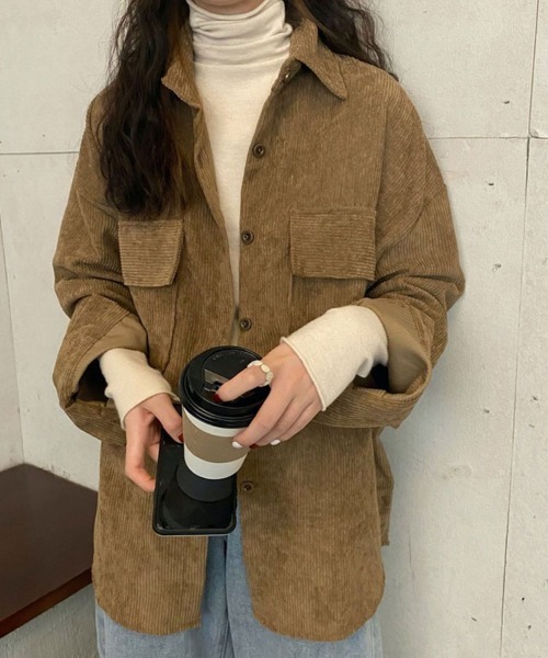 SallyLunn(サリーラン)の「ダブルポケットコーデュロイシャツ(シャツ/ブラウス・レディース・ベージュ/ブラウン/ピンク・L/M)」の12枚目の写真