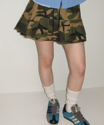 PLEATS BANDING MINI SKIRT CAMOUFLAGE