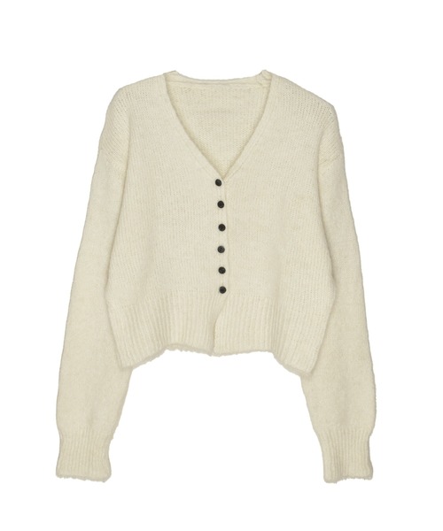 Reurie'(レウリィ)の「ボタンニットカーディガン / 起毛 ふわふわニット バイカラー 配色 ベーシック カジュアル オフィスカジュアル Vネック(カーディガン/ボレロ・レディース・ベージュ/ホワイト/グレー・FREE)」の10枚目の写真