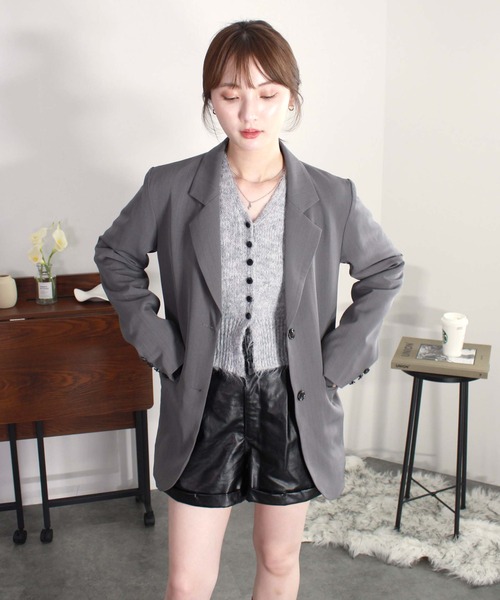 Reurie'(レウリィ)の「ボタンニットカーディガン / 起毛 ふわふわニット バイカラー 配色 ベーシック カジュアル オフィスカジュアル Vネック(カーディガン/ボレロ・レディース・ベージュ/ホワイト/グレー・FREE)」の22枚目の写真