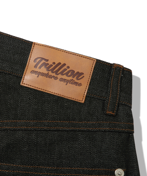 TRILLION（トリリオン）の「レザーパッチ セルビジー ワイドデニムパンツ [ブラック]（デニムパンツ・レディース・その他・MEDIUM/LARGE/X-LARGE）」の14枚目の写真