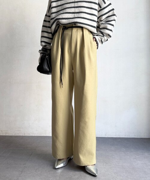 Chez toi（シェトワ）の「合皮ベルト付きパンツ（その他パンツ・レディース・ブラウン/イエロー/ネイビー・FREE）」の3枚目の写真