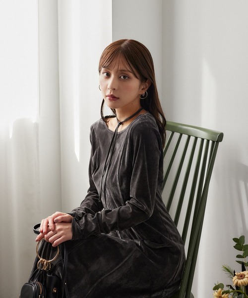 セール】【沖田愛加さんコラボ/選べる着丈】ベロアキリカエライン