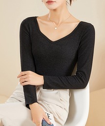 DAY CLOSET（デイ クローゼット）の「【吸湿発熱/カップ付き/通気性・保温性・伸縮性有】ふっくらぽかぽか。長袖ハートネックブラ一体型インナー レディース（インナーウェア/肌着）」