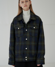 TRIP LE SENS（トリップ ル センス）の「WOOL CHECK SEMI OVER TRUCKER JACKET_KHAKI（デニムジャケット）」