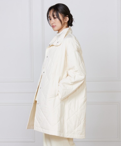 LE SOUK(ルスーク)の「LIMONTA EAST 中綿キルティングスタンドコート(ノーカラーコート・レディース・ブラック/ブルーグレー/オフホワイト・フリー)」の2枚目の写真