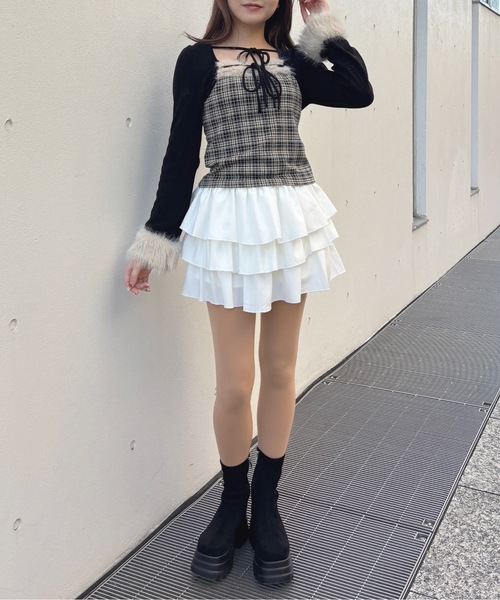 one way（ワンウェイ）の「レースティアードスカート（スカート・レディース・ブラック/オフホワイト/ホワイト・FREE）」の6枚目の写真