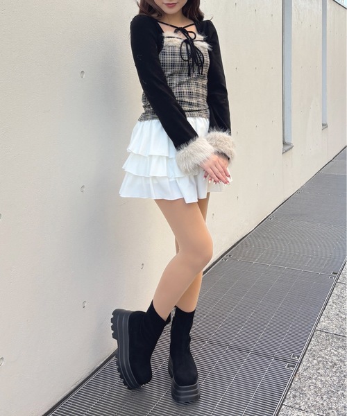 one way（ワンウェイ）の「レースティアードスカート（スカート・レディース・ブラック/オフホワイト/ホワイト・FREE）」の8枚目の写真