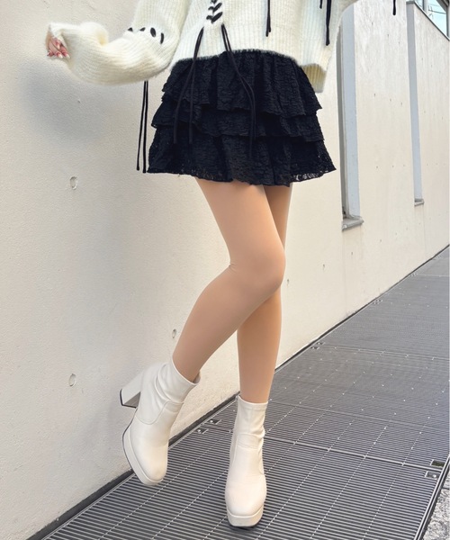 one way（ワンウェイ）の「レースティアードスカート（スカート・レディース・ブラック/オフホワイト/ホワイト・FREE）」の9枚目の写真