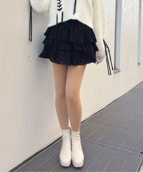 one way（ワンウェイ）の「レースティアードスカート（スカート・レディース・ブラック/オフホワイト/ホワイト・FREE）」の10枚目の写真