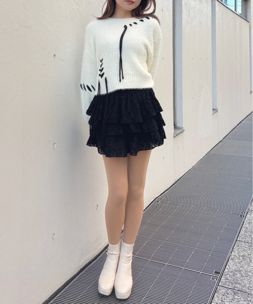 one way（ワンウェイ）の「レースティアードスカート（スカート・レディース・ブラック/オフホワイト/ホワイト・FREE）」の11枚目の写真