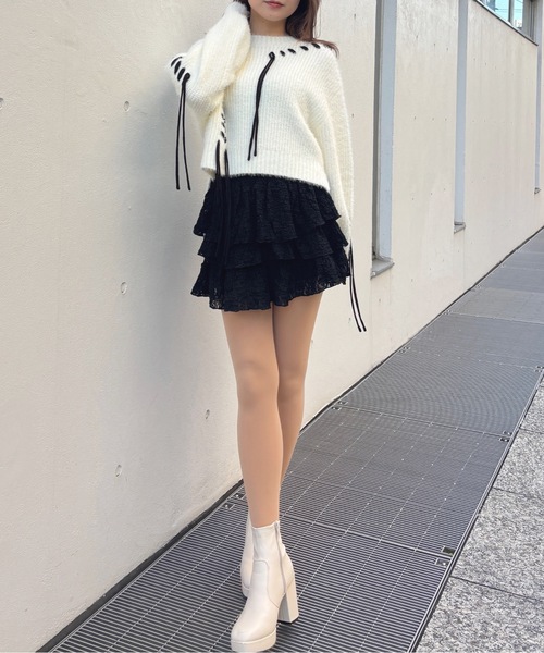 one way（ワンウェイ）の「レースティアードスカート（スカート・レディース・ブラック/オフホワイト/ホワイト・FREE）」の12枚目の写真