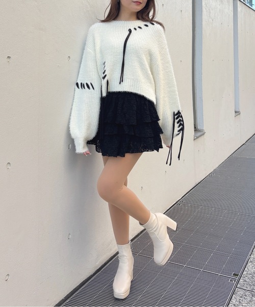 one way（ワンウェイ）の「レースティアードスカート（スカート・レディース・ブラック/オフホワイト/ホワイト・FREE）」の13枚目の写真