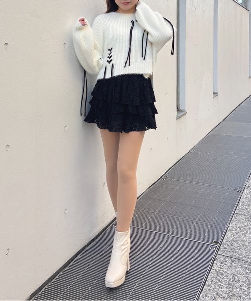 one way（ワンウェイ）の「レースティアードスカート（スカート・レディース・ブラック/オフホワイト/ホワイト・FREE）」の14枚目の写真