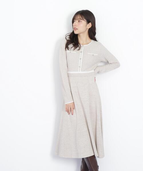JILL by JILL STUART（ジルバイジルスチュアート）の「◇ラメツイード配色ニットワンピース（ワンピース・レディース・ネイビー/ピンク/ブルー・FREE）」の4枚目の写真